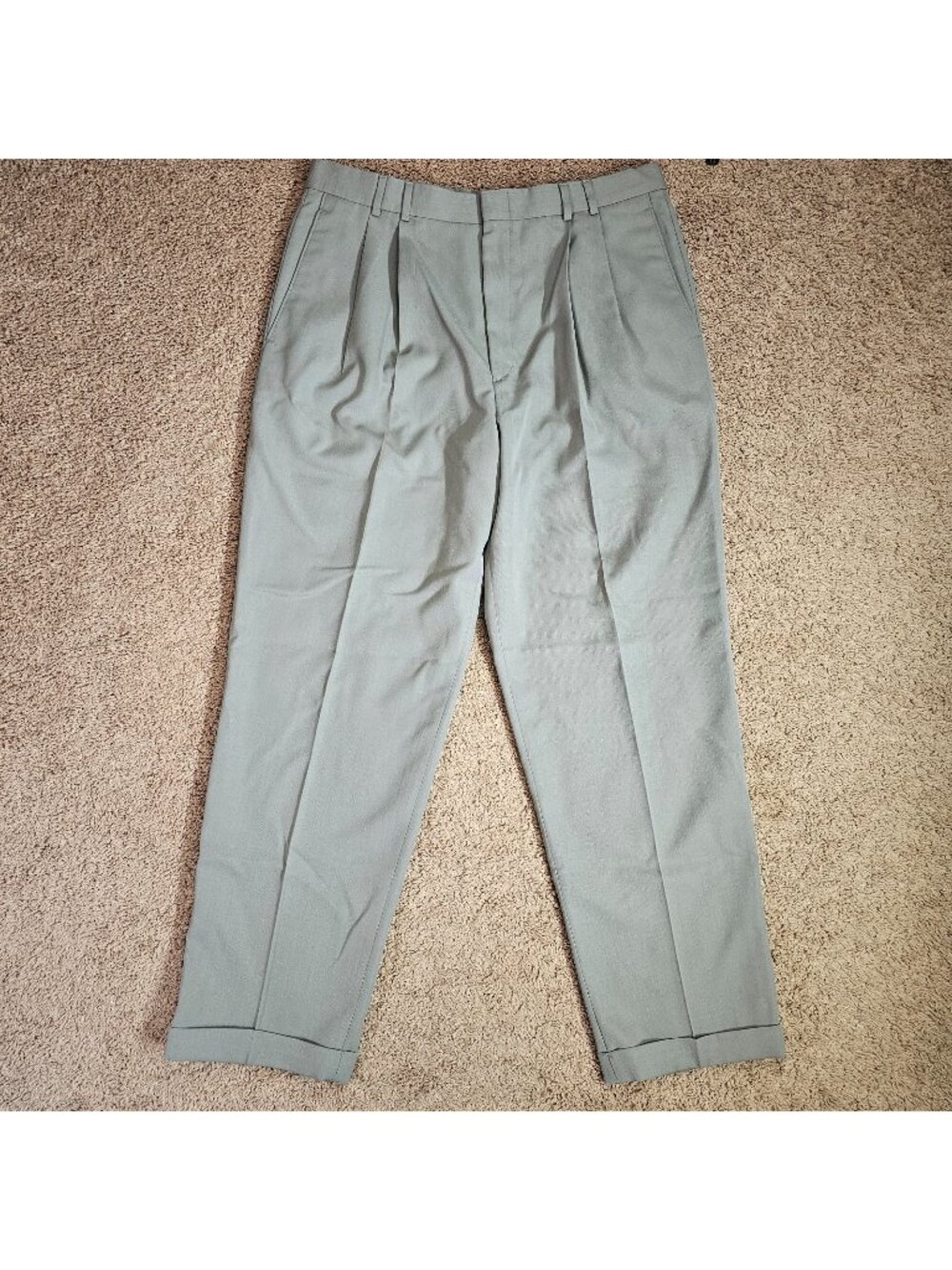Dockers Dress Slacks Men Tag 36x32 Act 36x30 Gray Pleated Cuffed Vintage Pants